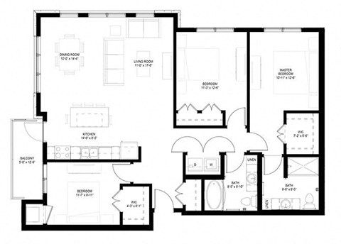 Grand Central Flats_3 Bedroom Floor Plan